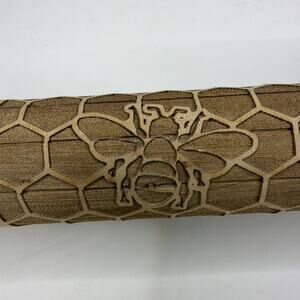 Wooden Rolling Pin Honeycomb Honeybee Spring Embossed Carved Relief Honey Gift